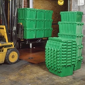 round trip totes reusable moving boxes plastic shipping industrial totes attached lid hinged lid 