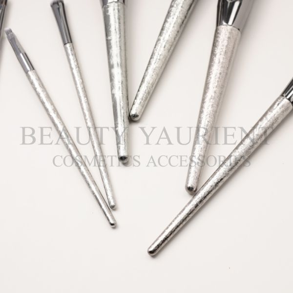 Private Design Basic Makeup Brush Set With Irregular Grains Plastic Handle