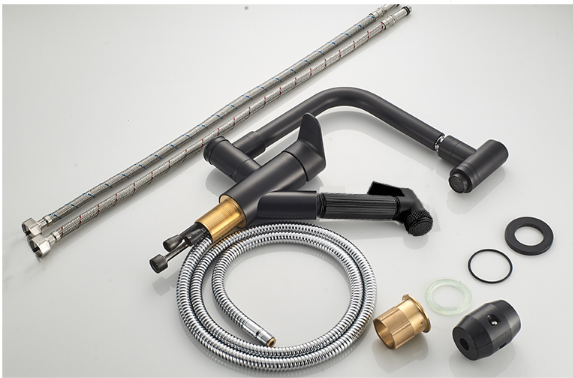 304SUS Electroplate Flexible Retractable Sink Faucet 360 Degree Rotary