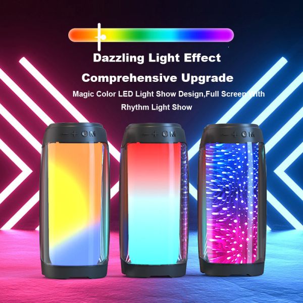 32G Full Screen 3D Wireless Portable Speaker Colorful LED Light Bass Sound Box
