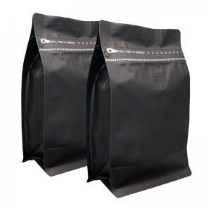 Quality Wholesale 250g 500g flat bottom coffee bags with valve/Biodegradable zipper coffee packaging bags/Matte Black coffee bag for sale