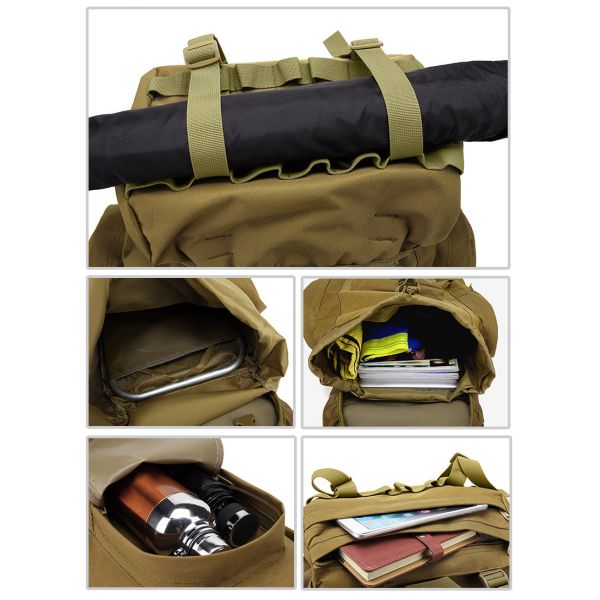 Camouflage Military Tactical Backpack Multifunctional 65L With Double Shoulder Straps
