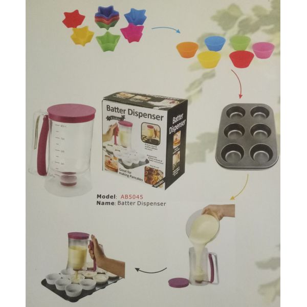 FBAB5045 pancake & cupcake batter dispenser no drip with measuring scale on cup