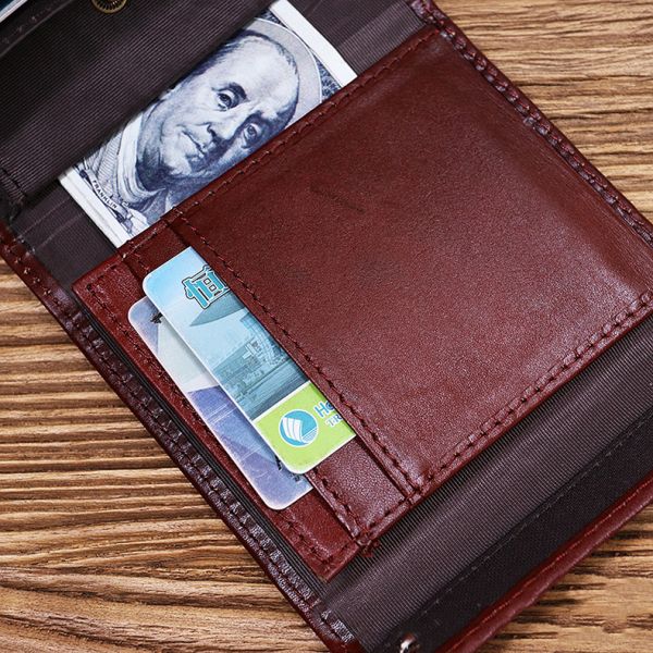 Custom Logo Avaliable Real Leather Minimalist Wallet for Men Short Card Holder Wallet With Coin Pocket