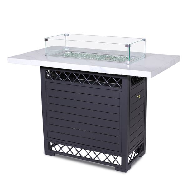 50000 BTU Rectangular Table Top Fire Pit Contemporary Design