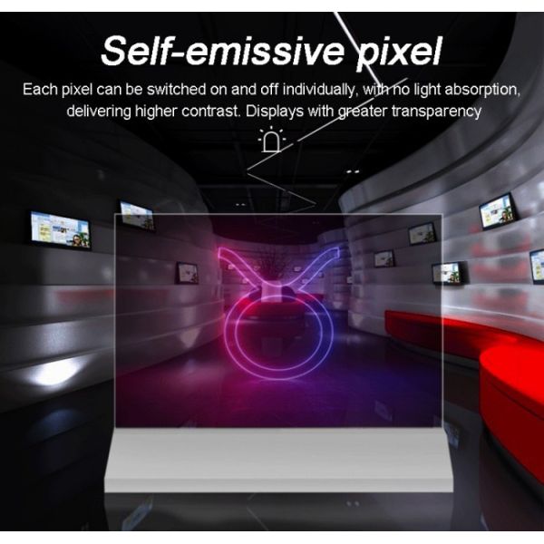 4K Advertising OLED Transparent Digital Display Screen with Aluminum Alloy Frame and Pen/Finger Touch Writing Method