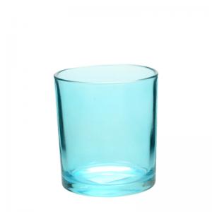 Quality Blue Colored Glass Votive Candle Holders 11OZ OEM Soy Wax Candle Holder for sale