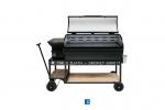 Large Black Wood Pellet Barbecue Grills Steel Structure Restaurant Outdoor Use