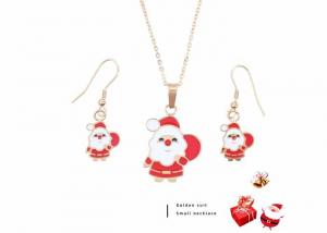 Quality Father Santa Claus gift package necklace set earrings stainless steel sweater chain Christmas small gift wholesale for sale
