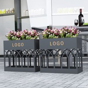 Creative hollow out flower pots large tall black planter box
