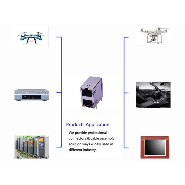 High Standard Rj45 Network Connector Double Layer With LED Lamp Custom