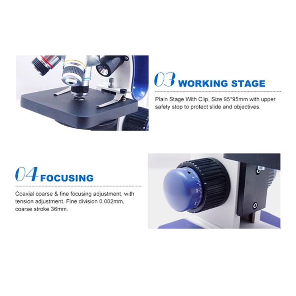 Transmit Reflect Dual LED Monocular WF10x Student Microscope