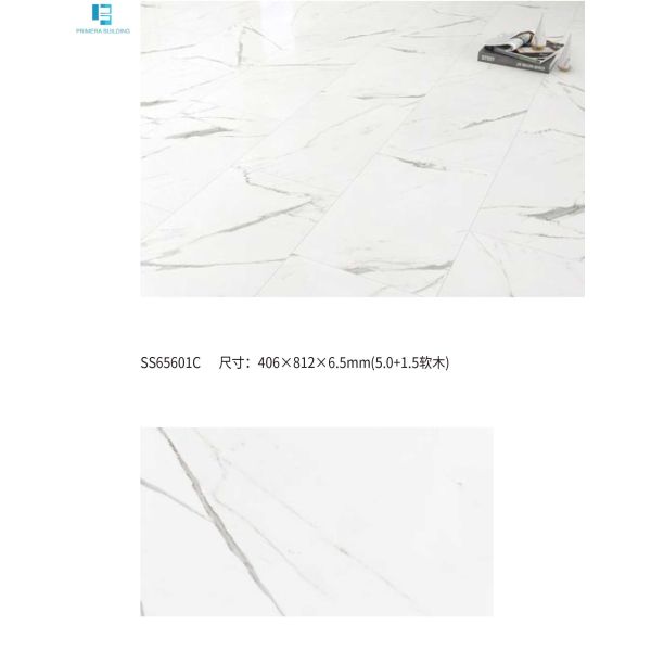 SPC Carrara Marble Vinyl Flooring 5.0mm UV Coated Interlocking