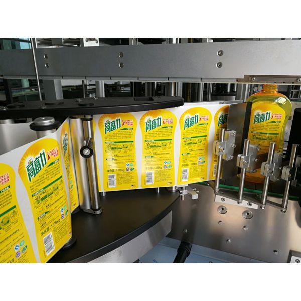 One Sided square bottle label applicator with Wrap Around Labeling System