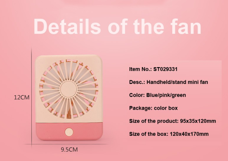 USB 300g Plastic Electronic Products , 9.5*12CM Handheld Mini Portable Fan Three Blades