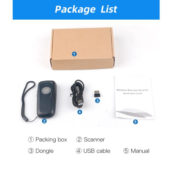 Mini Pocket Wireless Barcode Scanner 2D Portable Bar Code Readers High Decoding Speed