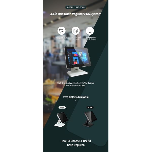 15 Inch Capacitive Touch Screen Windows POS System With VFD Customer Display