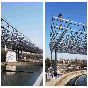 Quality S235JR Single Layer Grid Space Frame Truss Prefabricated GB Roof for sale