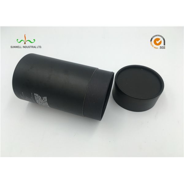 Custom Printed Black Color Cardboard Cylinder Tubes , Deodorant Paper Tube Packaging