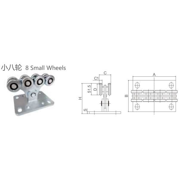 48mm rollers galvanized steel medium sliding cantilever gate carriage wheel