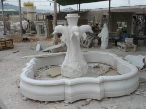 Quality White Marble Dolphin Statue Stone Garden Fountain Pool for sale