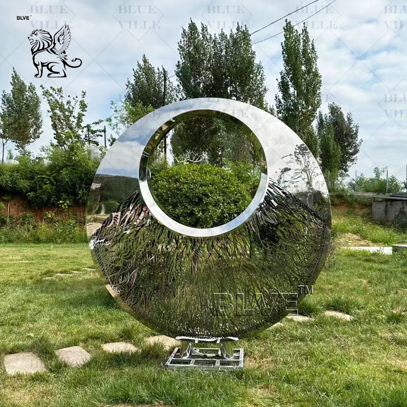Buy cheap Stainless Steel Round Mirror Statue Large Metal Garden Sculpture Modern Art from wholesalers