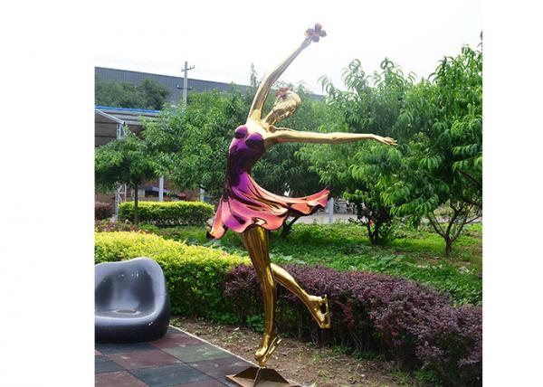 Buy Titanium Plated Life Size Stainless Steel Sculpture Fabrication Of Dancing Girl Statue at wholesale prices