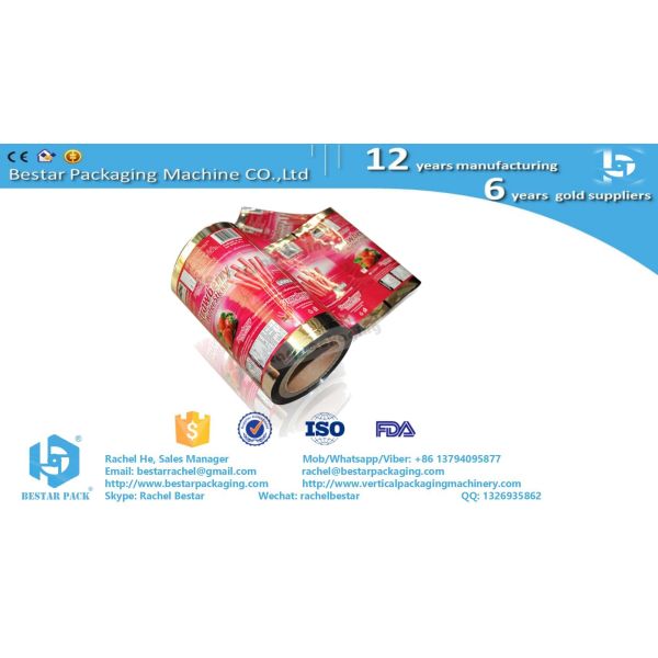 Plastic roll film for packaging snacks candy cookies with color printing