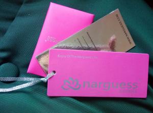 Quality Pink shining personalized design offset printing paper tags for fashion clothes for sale