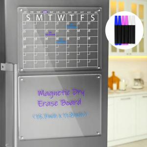 Quality A3 A4 Fridge Magnet Sticker Acrylic Dry Erase Board Calendar With Markers for sale