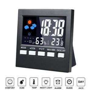 Quality Indoor 12/24 Hour Time Display Digital LCD Weather Clock With Backlight for sale