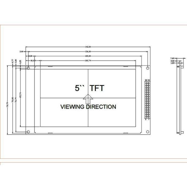 5 Inch Resistive Touch Screen 250 Cd/m2 Car Dashboard Touch Screen 800x480 With PCBA Board
