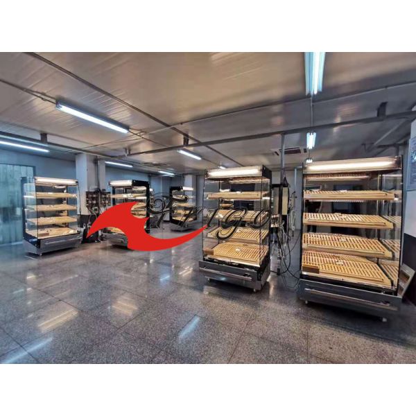 Compact Self Service Open Display Cases Chiller Wooden Shelf Available Digital Control