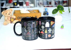 China Popular Black Reactive Color Changing Ceramic Mug , Lovely Magic Heat Mug on sale