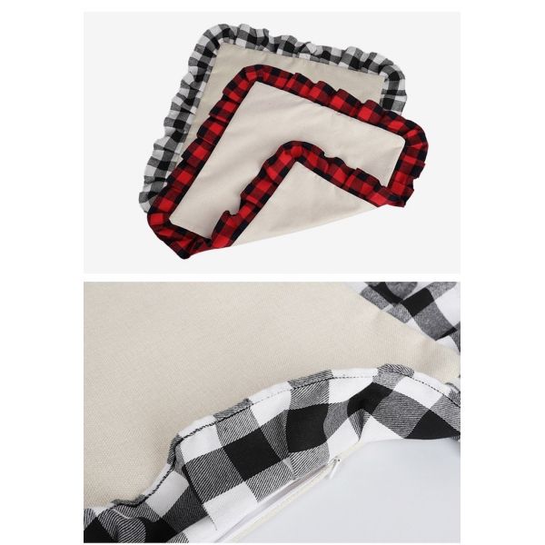 Double Sided Sublimation Pillow Case Blanks Printed Plaid Cotton Linen Sublimation Pillow Cover