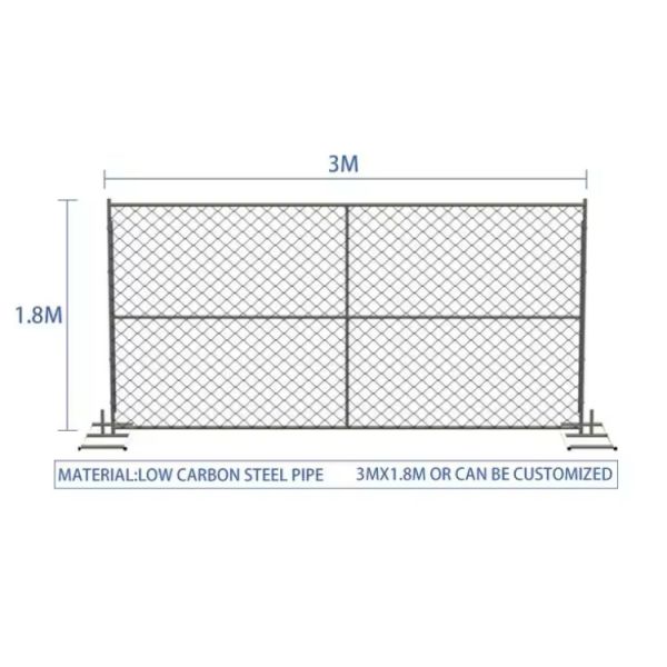 Galvanized Chain Link Temporary Fencing Panel , Temporary Security Fence USA Standard