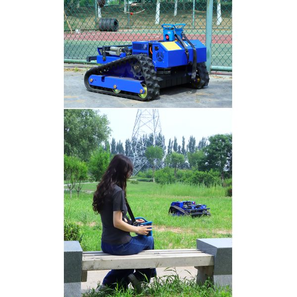 4-Stroke Gas Mower Low Fuel Consumption High Power Garden Remote Control Crawler Mower Industrial Agricultural Mulch Disposal