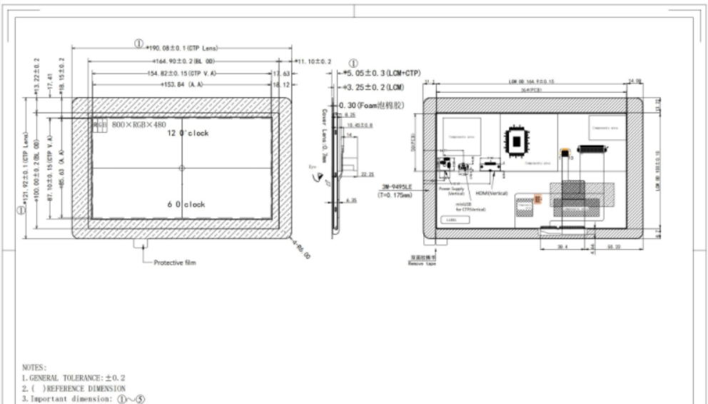 HDMI USB Interface 650nits TFT LCD Display With EK9716 EK73002 Driver IC