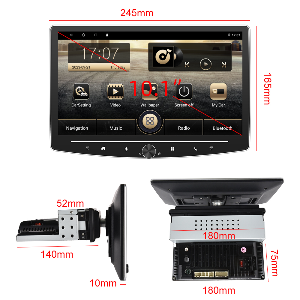 10inch Touch Screen FM Bluetooth Carplay Android Audio/Backup Camera Car Stereo Radio with USB Connection