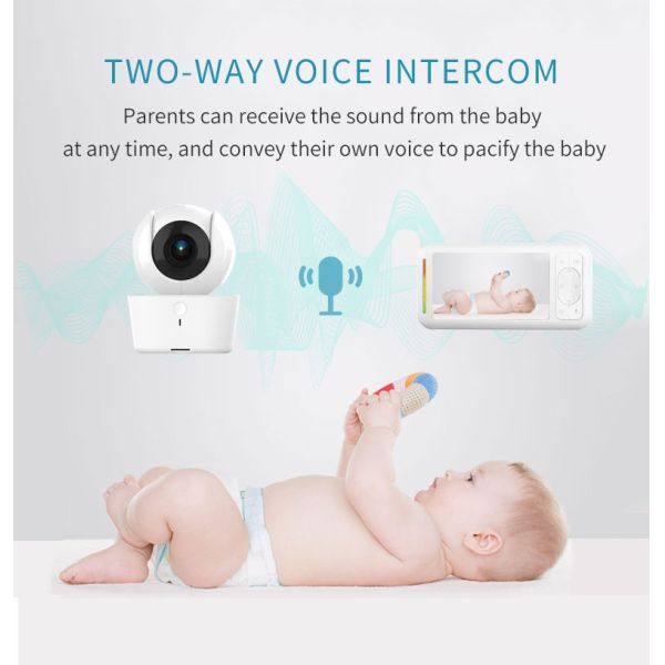 H62 5 Inch 720P Baby Monitor Pan Tilt Zoom 3000mah Home Dog Cameras
