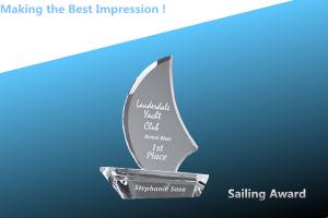 China crystal sailboat award/crystal sailboat award/crystal sailing trophy/acrylic sailing award on sale