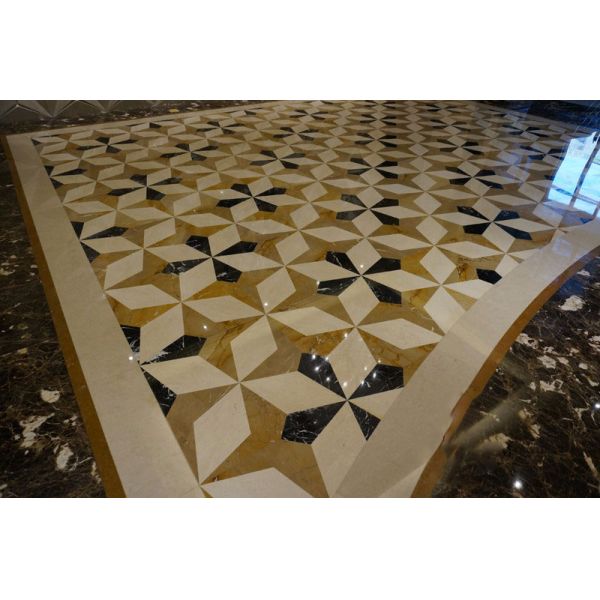 Water Jet Cutting Marble Floor Medallions Interior Luxury Pattern Design