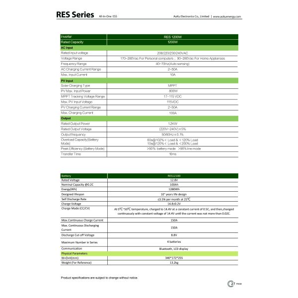 Stacked Energy Storage System (ESS), LiFePO4 Battery + Hybrid Inverter, All in One