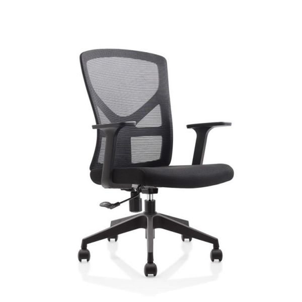 Gray Swivel Mesh Back Office Chair With Lumbar Support And Armrest