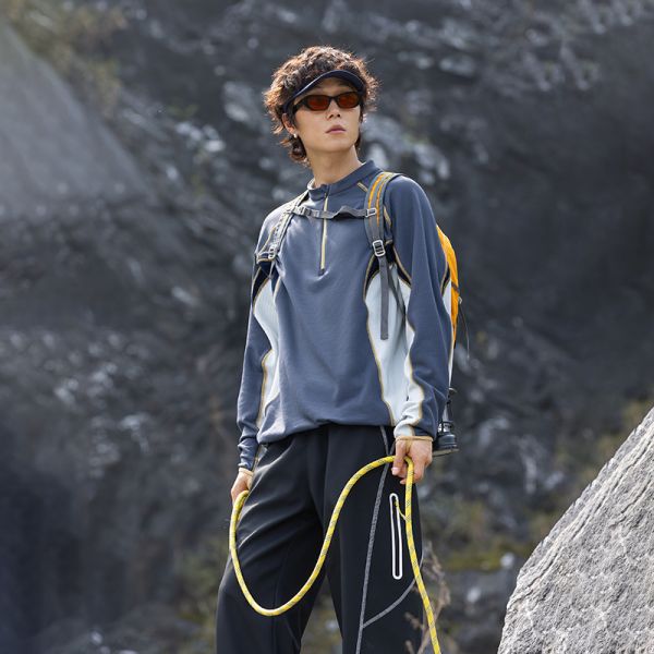 Custom OEM ODM Half Zip Stand Collar Thermal Pullover, Constant Temperature Warm Outdoor Color Block Fleece Top, Custom Logo & Fabric Supported