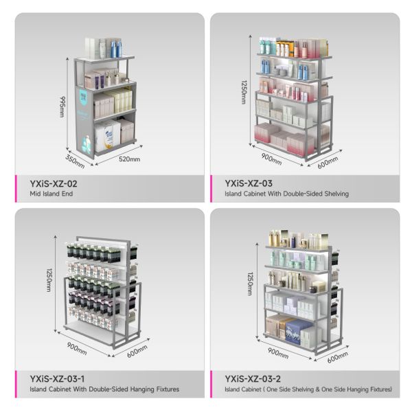 Double-Sided Display Rack Cosmetics Showcase And Beauty Store Promotion Cabinet For Skincare Store Design