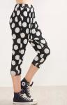 High quality Black Polka Dot Print Elastic Waist Pants made in China