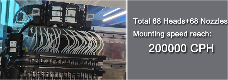 HT-F9 68 feeders 6KW 200000 CPH Led Pcb Making Machine