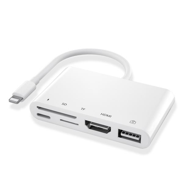 Buy 1080P Lightning To HDMI Cable USB SD TF Card Reader Digital AV TV OTG Adapter Hub at wholesale prices
