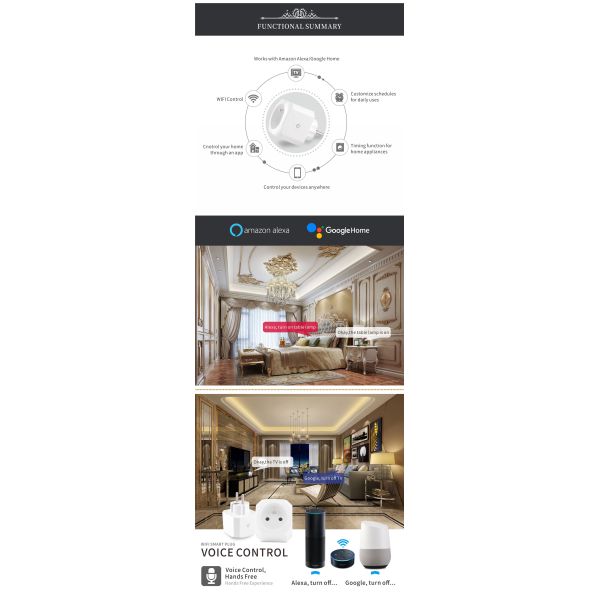 French Standard 16A WiFi Smart Plug with Socket